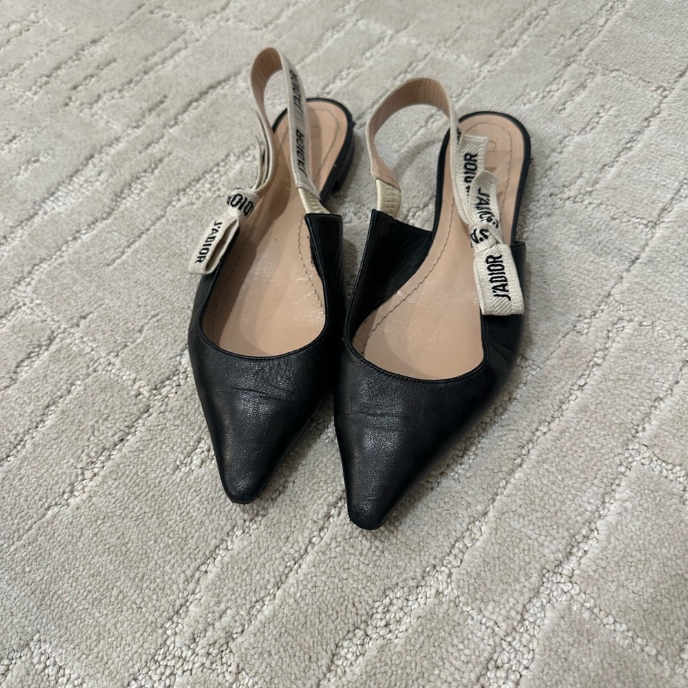 Dior Black Slingback Flats